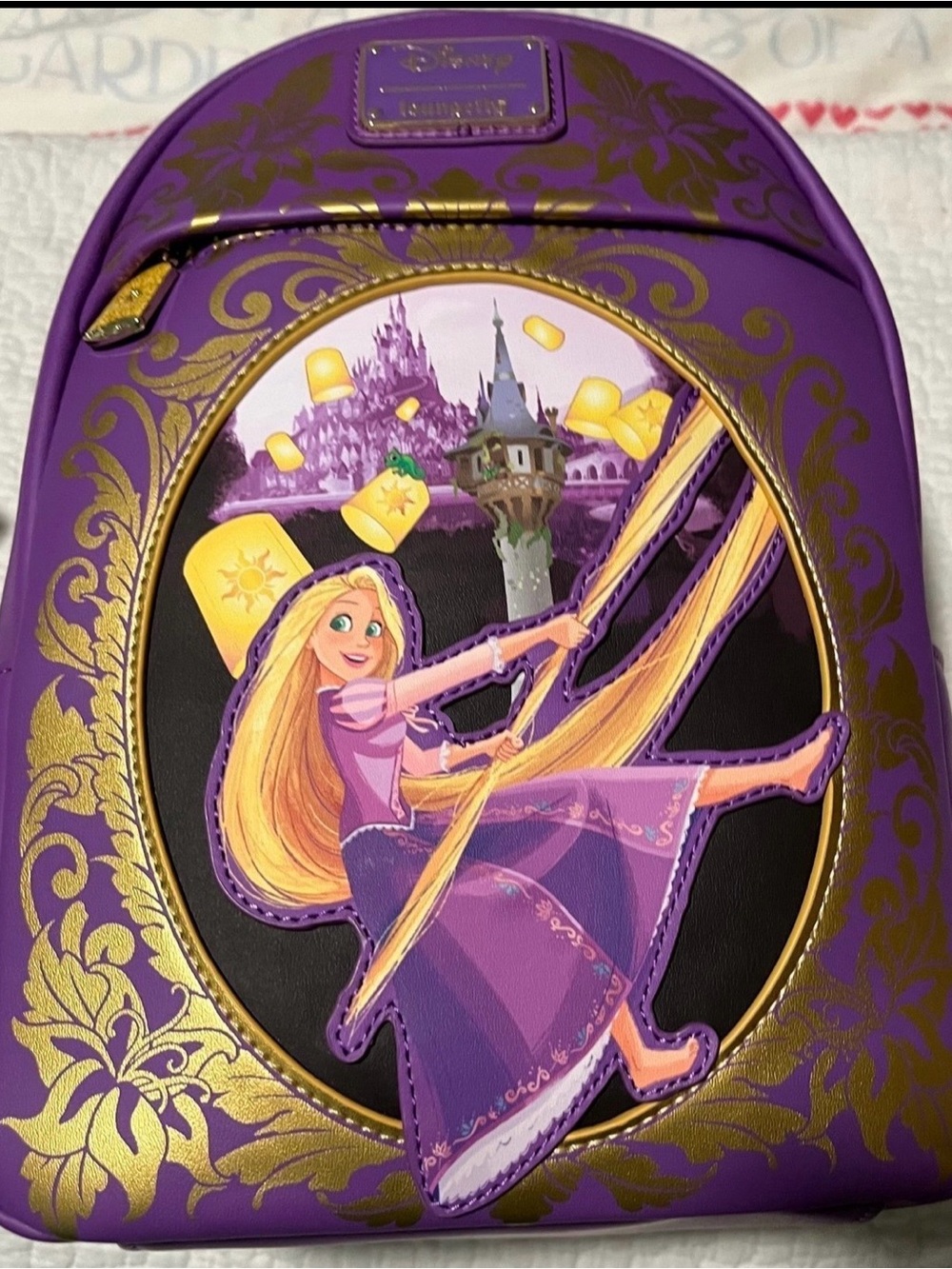 Disney Purple and Gold Loungefly Tangled/Rapunzel Mini Backpack